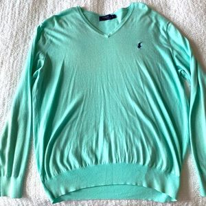 RALPH LAUREN Men's Luxury Teal Sweater (Lg), Like New! Only worn twice.